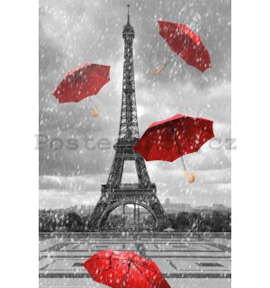 Plakát: Eifellova věž a deštníky